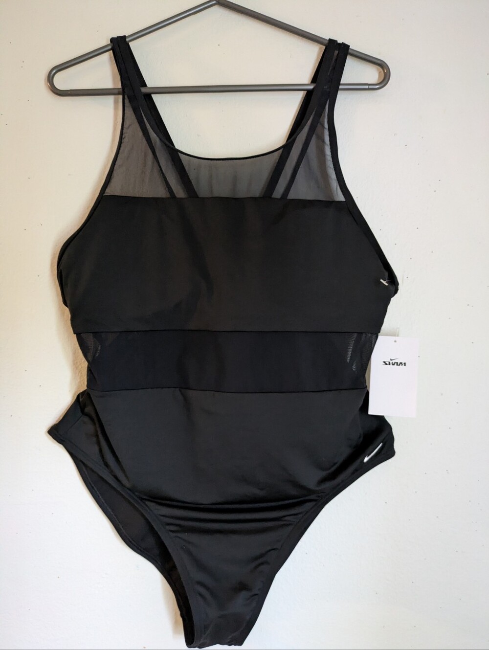 Nike Women’s Black Mesh One Piece Swimsuit Size XL NWT